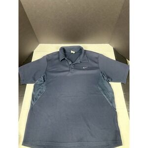 Vintage Y2K NIKE Polo Mens Golf Shirt Size Large Dri Fit Navy Blue Short Sleeve